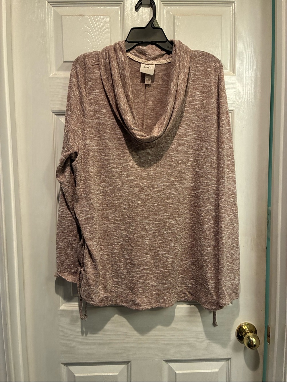 Heathered Mauve Cowl Neck Sweater
